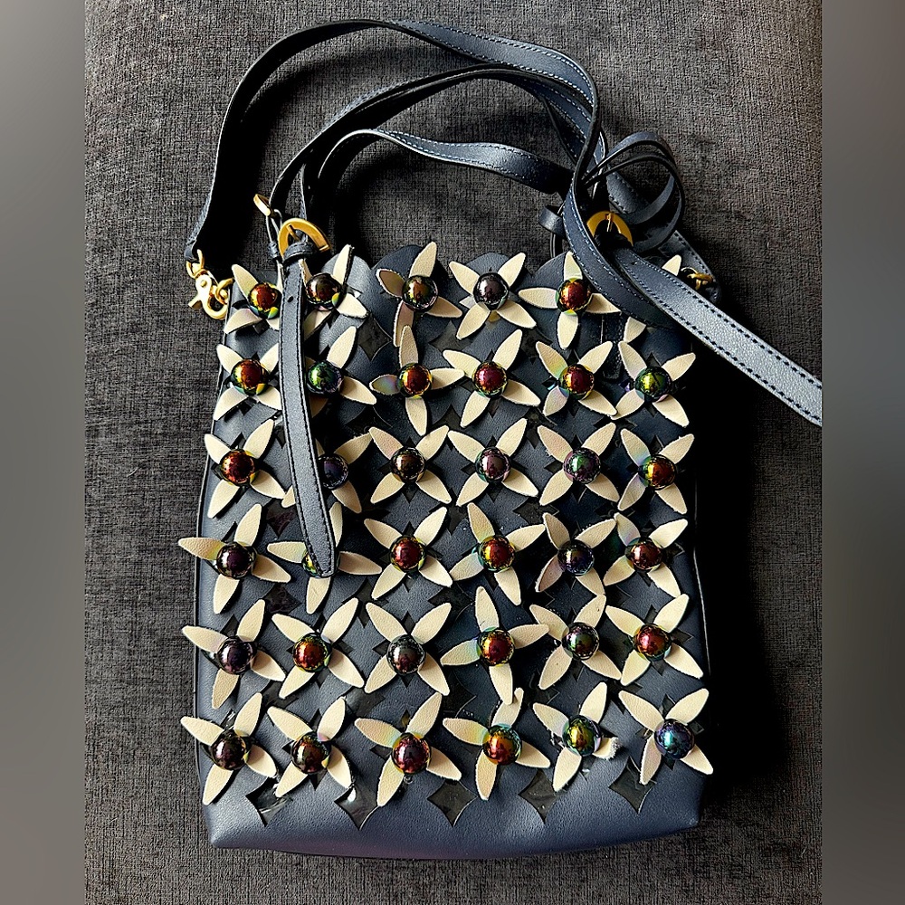 Zac Posen FLORAL BOUQUET SMALL SHOPPER BAG IN PARISIAN NIGHTS